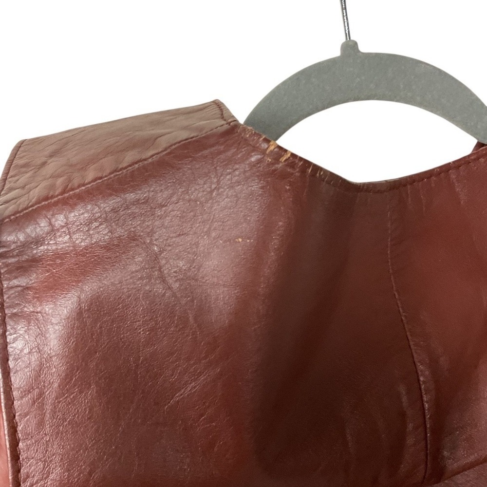 VTG Berman's Men's Leather Button Front Cowboy Western Rodeo Ranch Vest Brown 40 - Picture 12 of 12